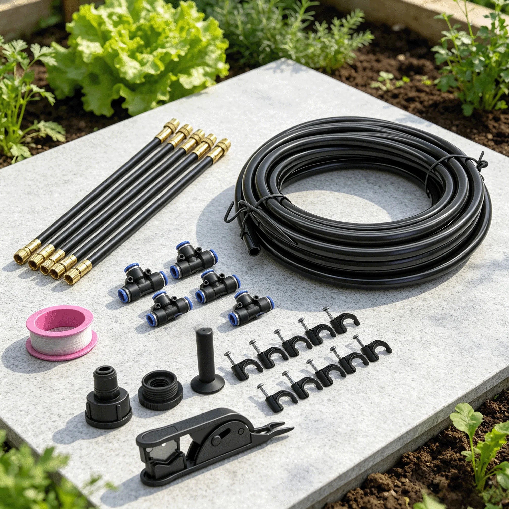 🌿 5M DIY Drip Irrigation System Kit | 360° Adjustable Brass Misting Spray Nozzle | Automatic Garden Watering Set for Vegetable Plot, Pot Plant, Greenhouse