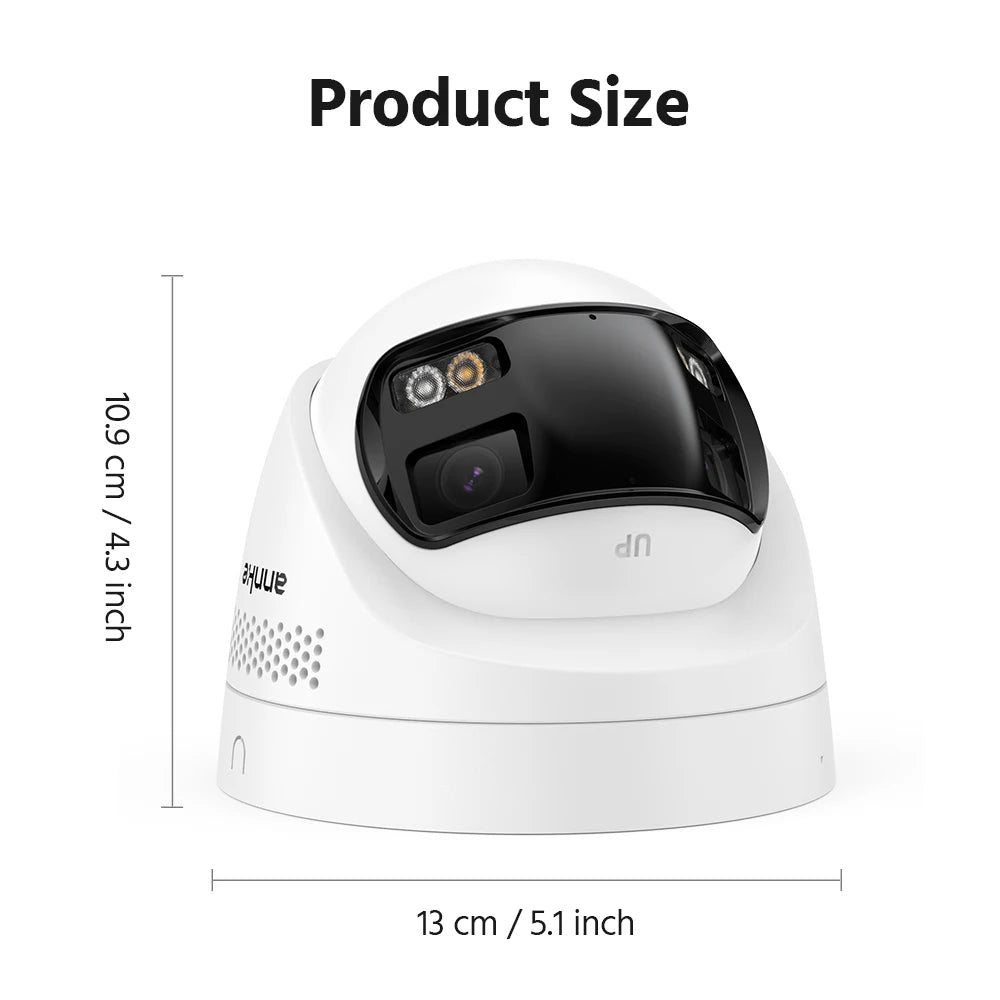 ANNKE FCD800 8MP Security Camera 180°Panoramic Dual Lens Outdoor POE Camera 4K AI Human Detect Two Way Audio IP67 8MP IP Camera