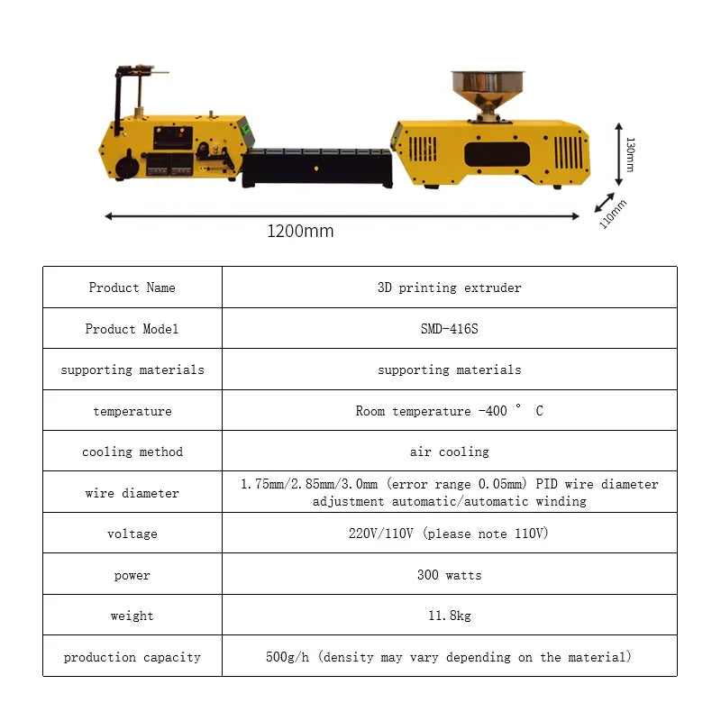 PLA-CF PETG-CF HT400 Bumblebee Extruder 3D Priting Filament Extrusion Machine Desktop Extruder Machine for DIY and Small Factory