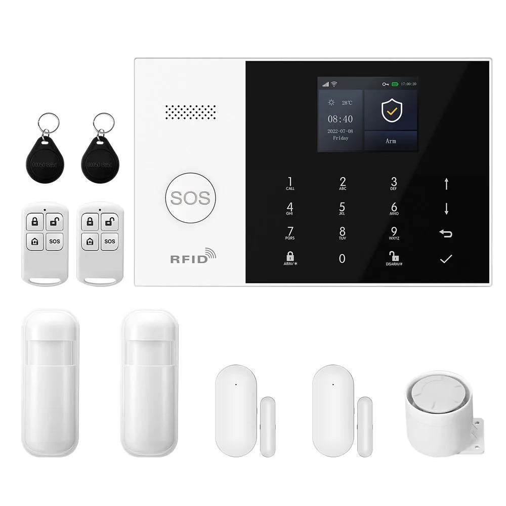 Smart Home Alarm System | WiFi GSM Motion Sensor Kit | Tidesmit EU 2G GSM WiFi Kit B EU Plug Tidesmit
