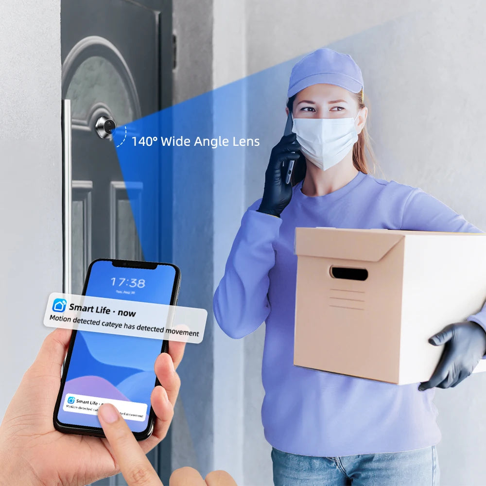 Wsdcam 1080P WiFi Video Doorbell Tuya Smart Door Bell Two Way Audio Intercom Wireless Video Peephole Camera PIR Night Vision