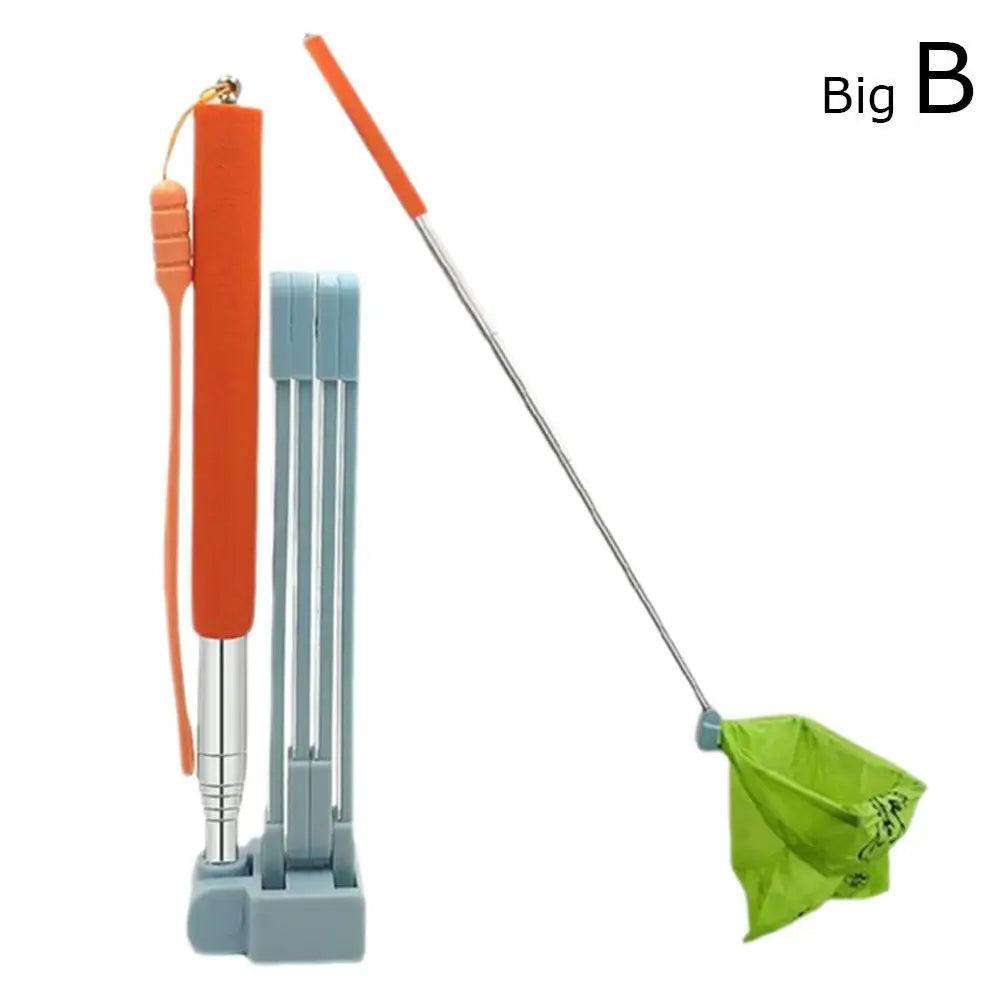 28.7-inch steel long-handle pet poop scooper for easy, hygienic dog and cat waste cleanup.