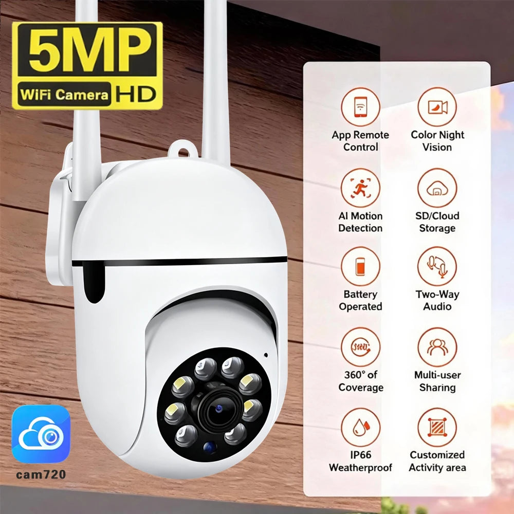 Cam720 5MP HD WiFi Surveillance Camera Home Color Night Auto Tracking Security IP Camera Indoor CCTV Surveillance Camera