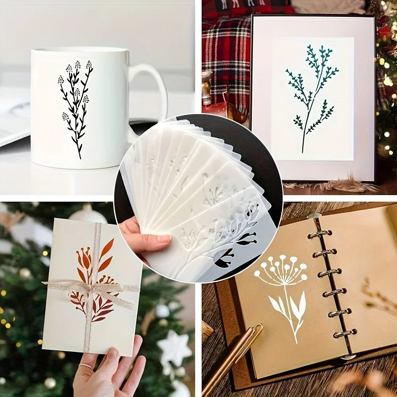 18Pcs/set DIY Flower Painting Stencils, Reusable Plastic Templates for Wood, Fabric, Paper Spray Paint & Graffiti Craft Supplies