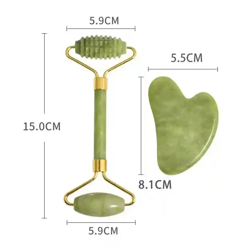 Jade Roller and Gua Sha Set: Natural Facial Massage Tool Kit Massage Roller Tidesmit