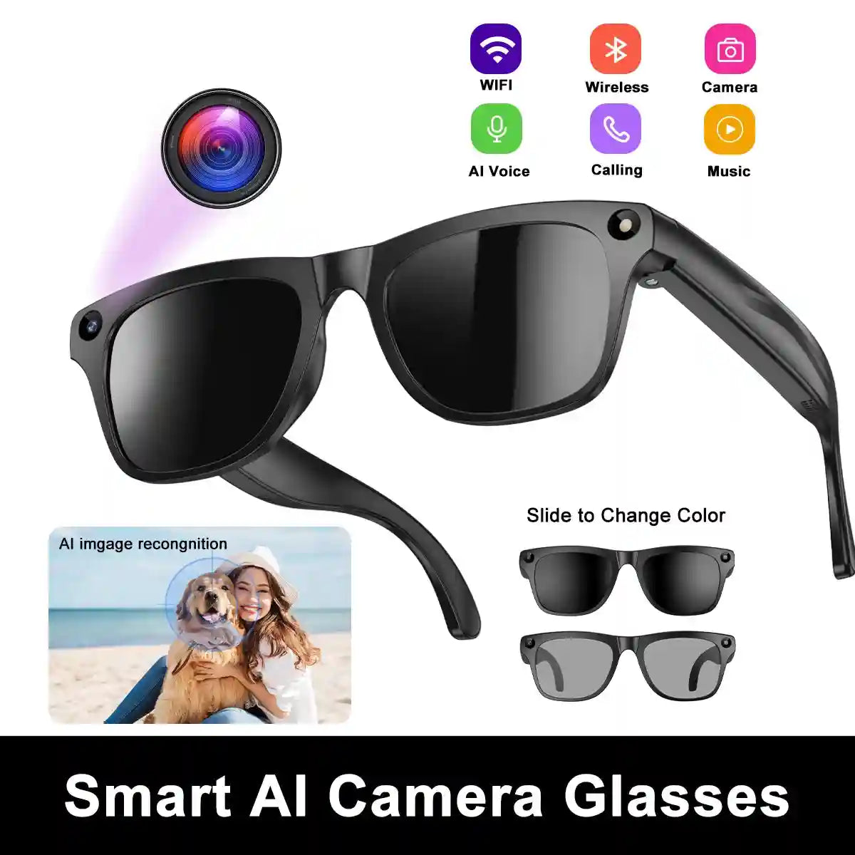 AI Smart Glasses with Spatial Audio and Integrated HD Camera Tidesmit
