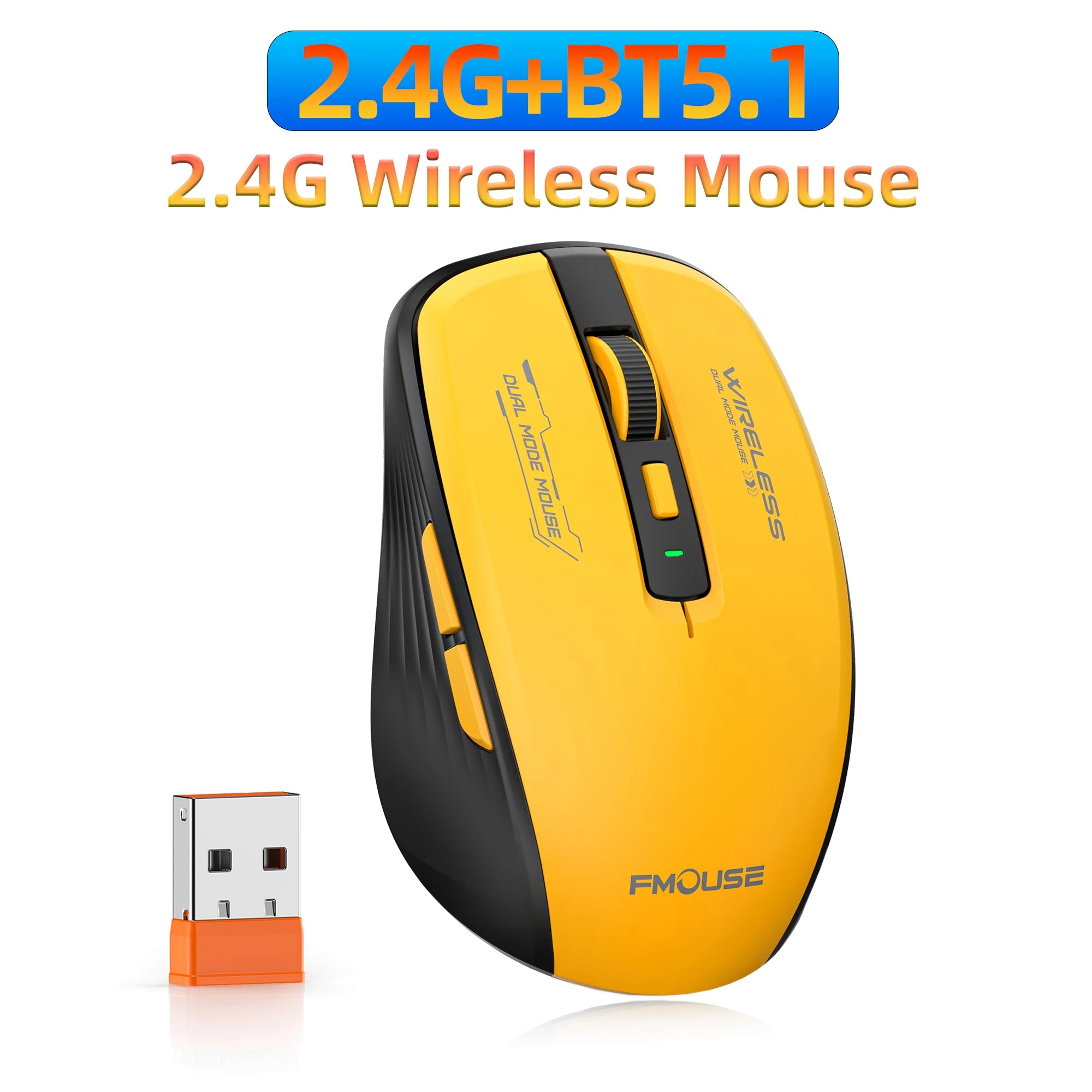 Bluetooth 5.1 and 2.4G USB Wireless Mouse Silent Adjustable 2400DPI Dual Mode Wireless Mouse for iPad for Computer Laptop Tablet