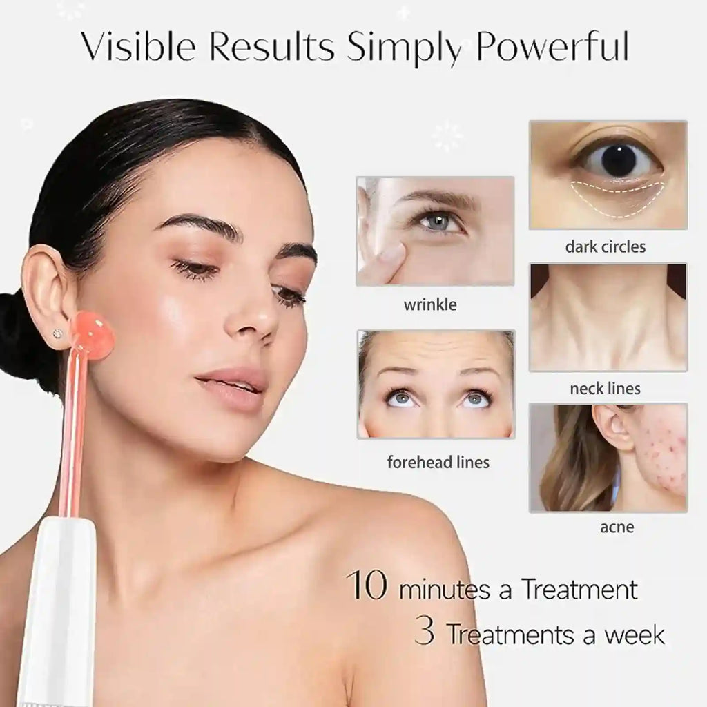 High Frequency Facial Wand - 6-Piece Acne & Wrinkle Treatment Tool Eye Massage Instrument Tidesmit