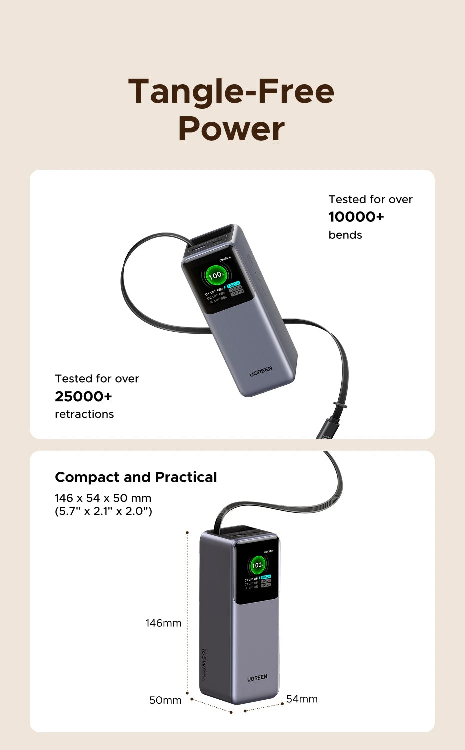 Portable Power Bank 165W 20000mAh PD3.0 Fast Charger for Laptops Tidesmit