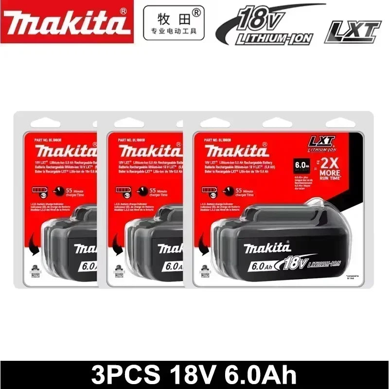 Original Makita Battery, 18V 6.0Ah Rechargeable Battery Power Tool BL1830 BL1840、BL1850、BL1860B、 Makita 18V
