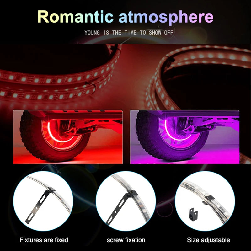 LED Car Hub Ring Light - Sound Reactive Neon Wheel Light (15.5-17 inch) Tidesmit