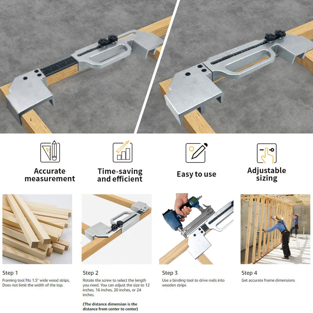 Center Stud Layout 12-24 Inch Wall Accurate Measurement Framing Spacing Positioning Jig Cast Aluminum Wall Stud Framing Tool