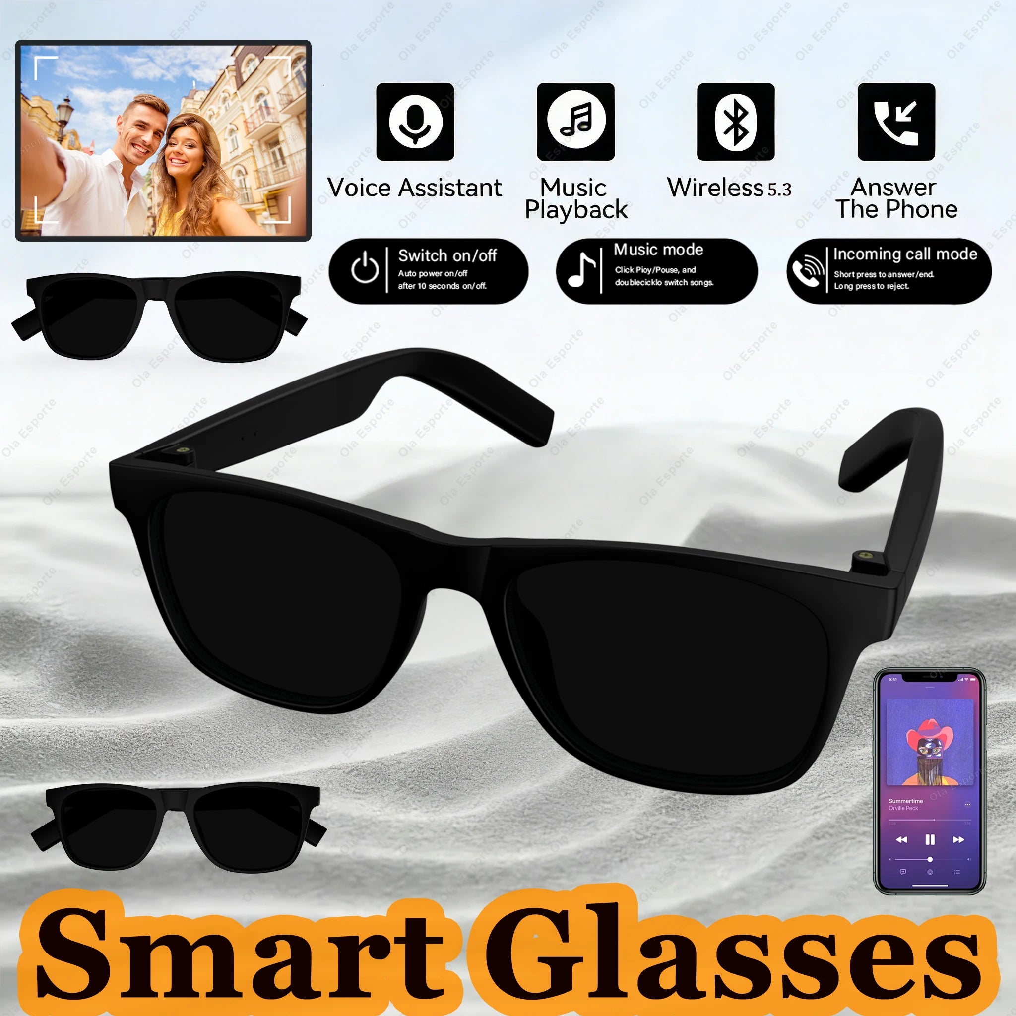 Smart Bluetooth Sunglasses with Spatial Audio and Wireless Connectivity Tidesmit