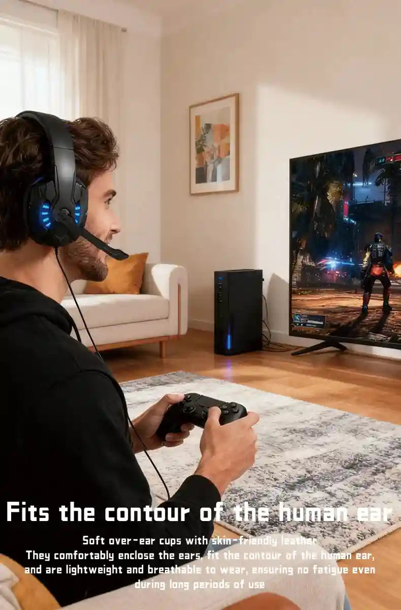 Gaming Headset with Noise Cancelling Mic - Over-Ear Stereo Sound Tidesmit