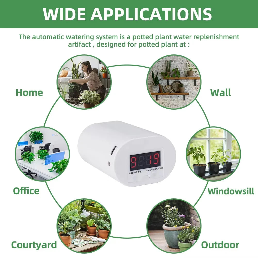 Double Pump Drip Irrigation System Intelligent Automatic Watering Timer Smart Plant Watering Device Controller Garden Use
