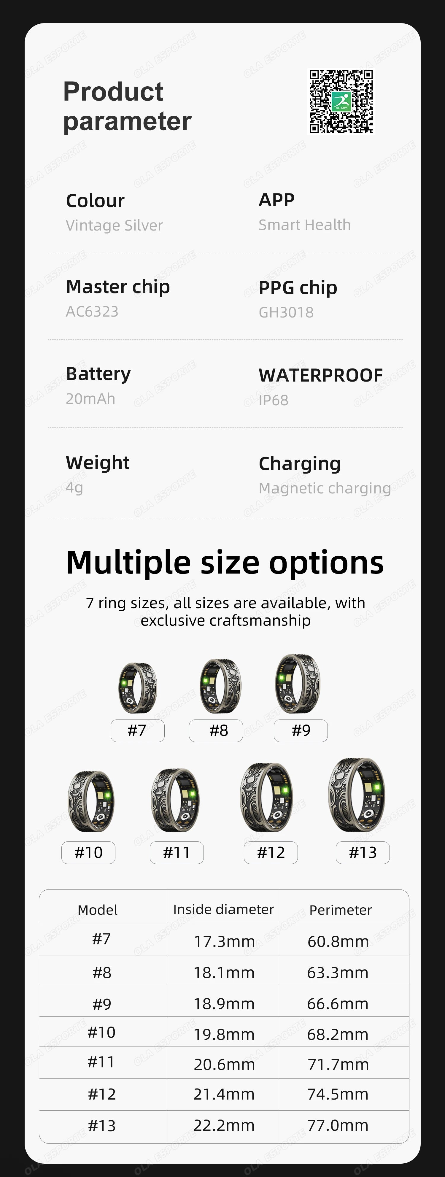 Smart Health Ring Fitness Tracker - Waterproof Biometric Monitor Tidesmit