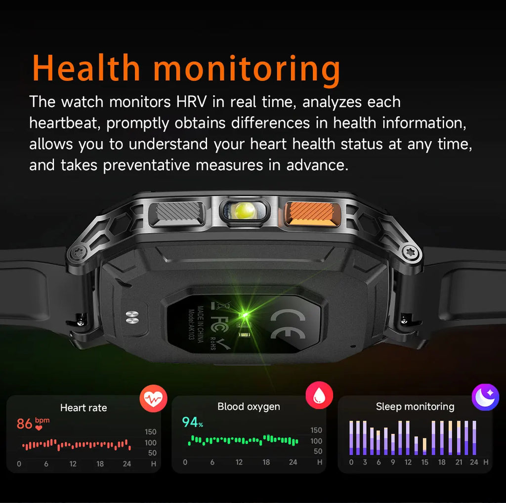 2026 New 1400mAh Big Battery Smart Watch Men Outdoor GPS Flashlight 10ATM Waterproof Bluetooth Call AMOLED HD Sports Smartwatch