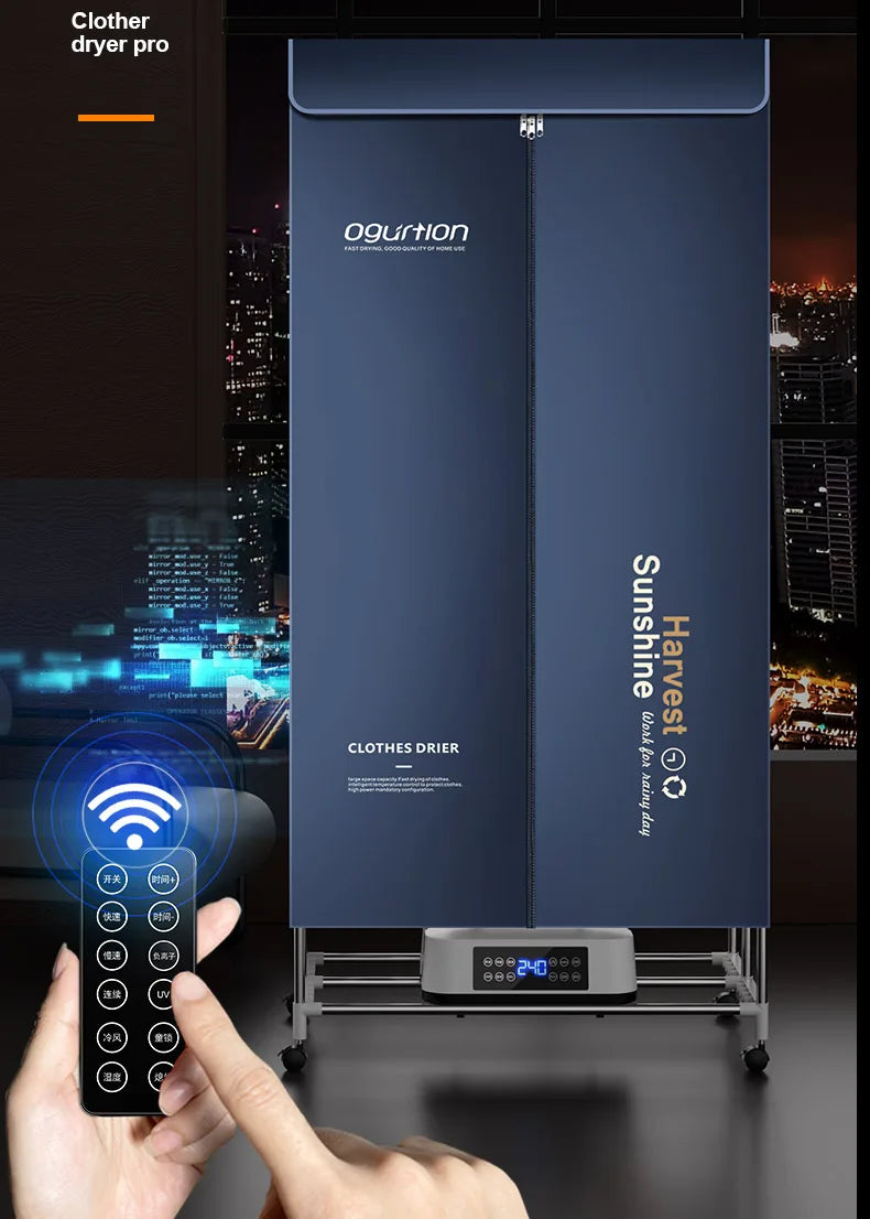 Tidesmit 2600W portable folding clothes dryer with UV sterilization and smart remote control for baby laundry