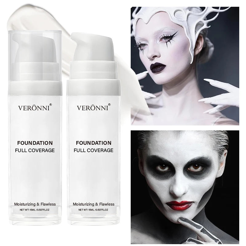 Tidesmit professional white matte face foundation for cosplay and gothic makeup looks with bright light coverage