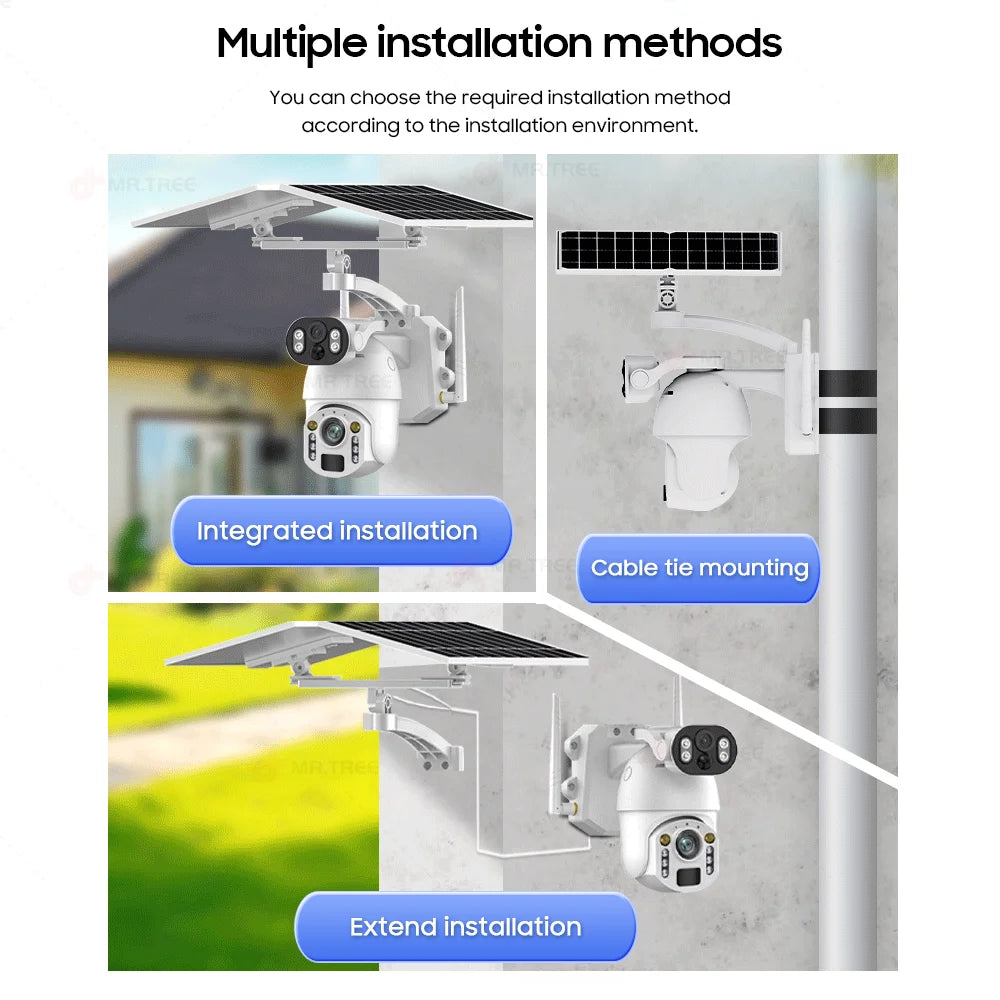 4K 50X Optical Zoom Solar Camera 10MP Dual Lens Home Outdoor 4G Sim PTZ Surveillance WIFI Security AI Auto Tracking CCTV IP Cam