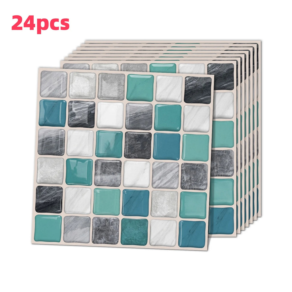 Mosaic tile stickers, removable self-adhesive wall decals, waterproof peel and stick backsplash, suitable for kitchen