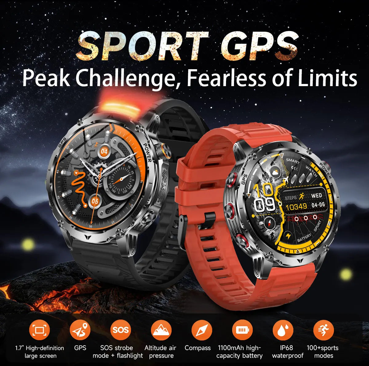 New T-Rex3 Ultra GPS Smartwatch 1100mAh Battery Compass 3ATM Waterproof Outdoor Sports Military Grade Tracker for Android IOS