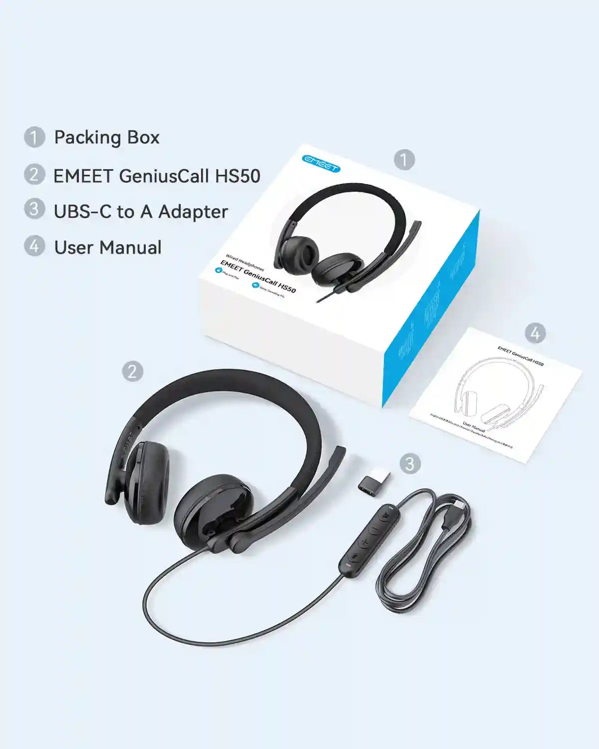 USB Wired Headset with Microphone - Noise Cancelling PC Office Headset Tidesmit