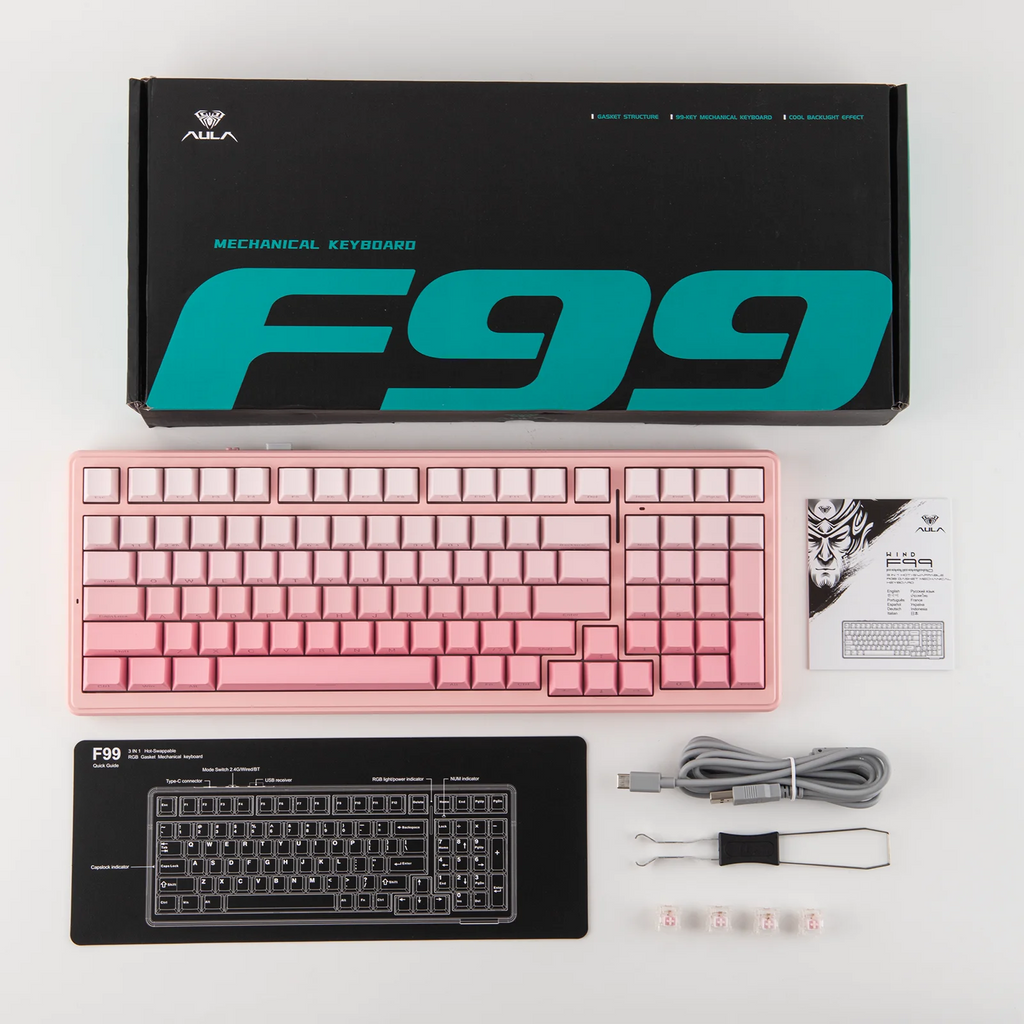 EPOMAKER x AULA F99 98% Gasket-Mounted Wired/BT/2.4GHz Wireless NKRO Mechanical Keyboard North-facing RGB 8000mAh Battery