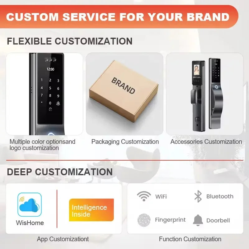 Wi-Fi Smart Lock 3D Face Recognition Digital Door Lock With Automatic Electronic Fingerprint Biometric Network Camera