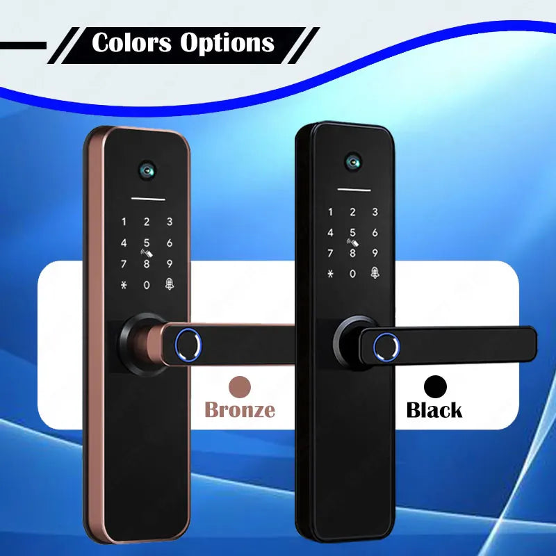 Tuya visual Wifi Digital Electronic Smart Fingerprint Door Lock With Biometric Camera intelligence Card Password Key Unlock