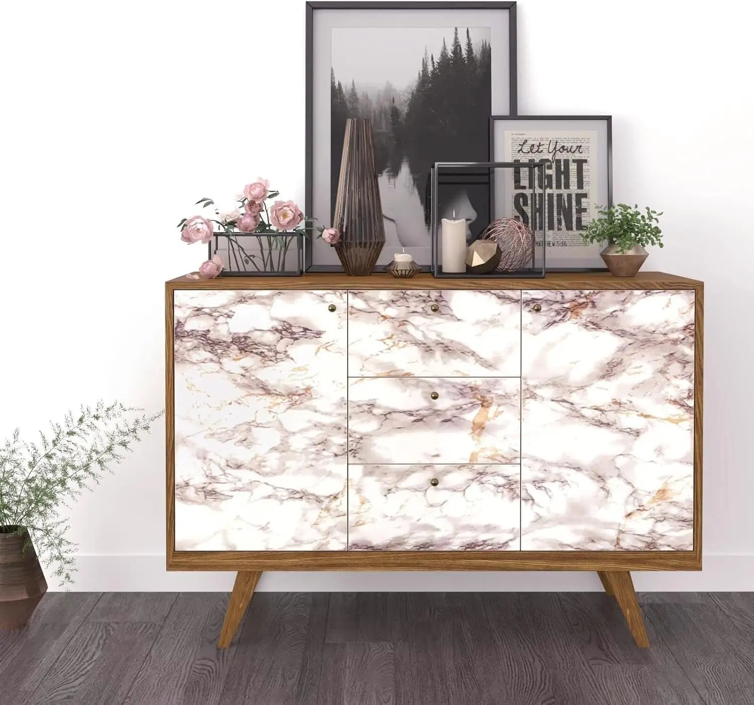 55cm Marble Vinyl Self Adhesive Wallpaper Waterproof Contact Paper PVC Wall Stickers for Kitchen Livingroom Home Decorative Film