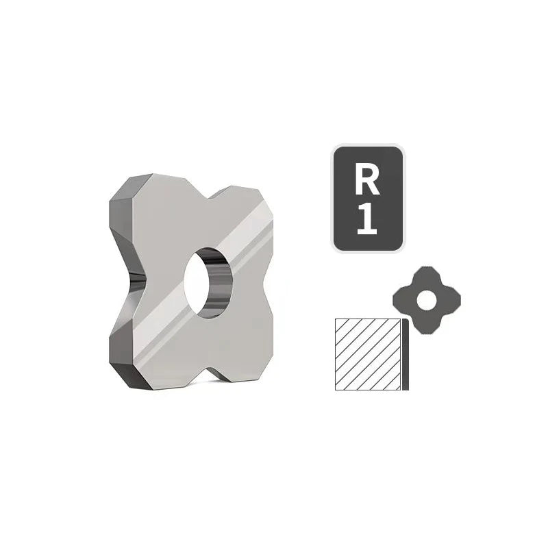 R1 edge trimming knife corner blade, gray metal insert with round hole