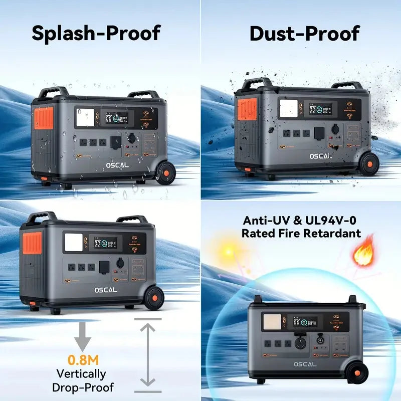 OSCAL 6000W/7200Wh Outdoor Camping Portable Power Station with BP3600 Expansion Battery, Home Emergency Solar Power