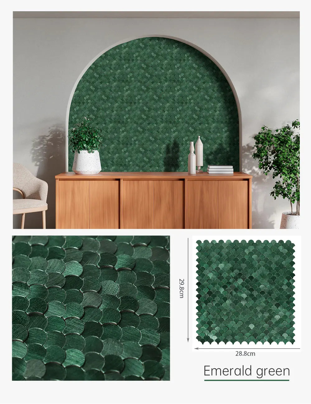 3D Fan-Shaped Peel and Stick Backsplash Self Adhesive Wall Tiles Kitchen Decor Stick on Tiles Backsplash