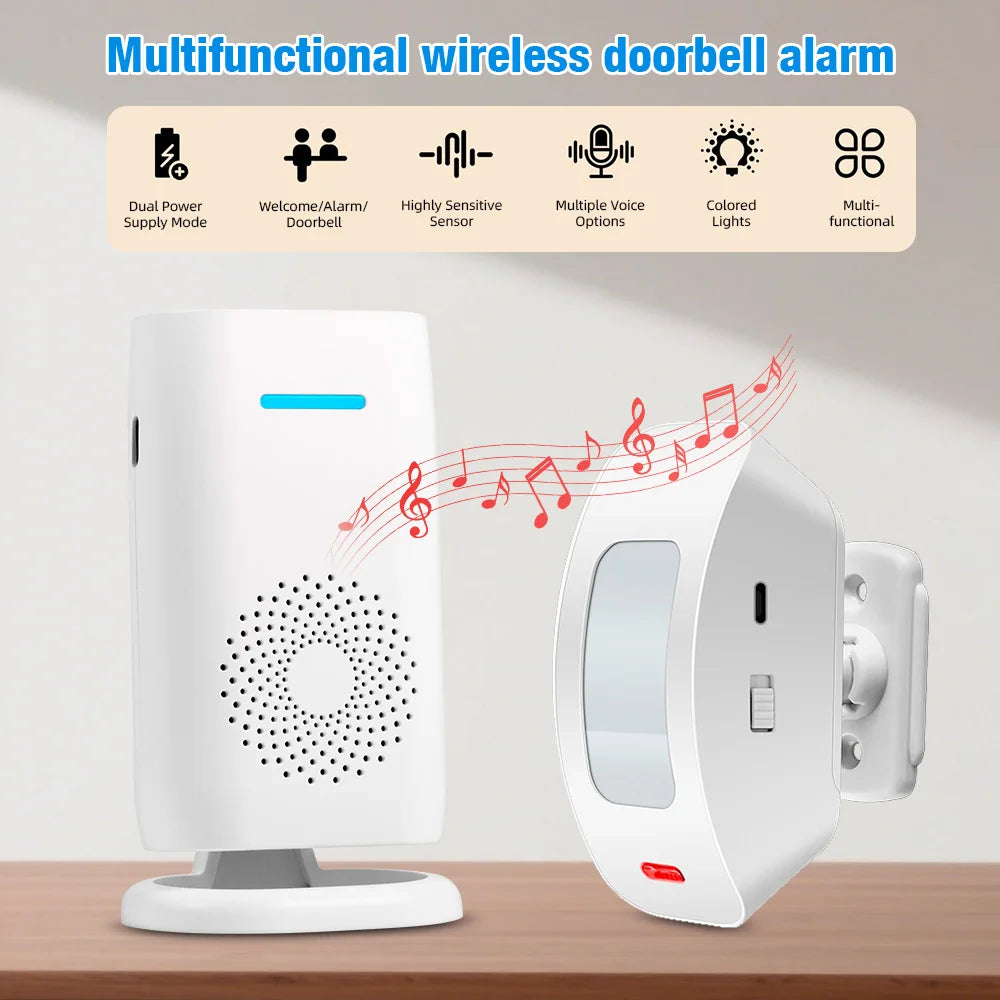KERUI Split Welcome Chime Bell Intelligent Wireless Doorbell PIR Sensor Alarm Multiple Ringtones 433mhz Alarm Detector for Home