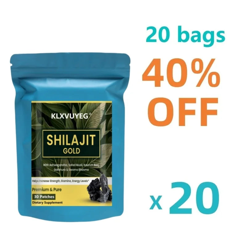 Shilajit Extract Patch equivalent to 6550mg & Ashwagandha, Ginseng, Saw Palmetto, Maca, Tribulus, Chaga| Acid|Immune Support