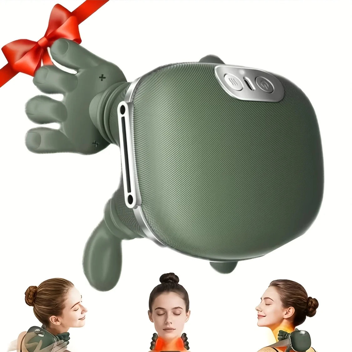 Neck and Shoulder Massager with 6D Nodes - Deep Tissue Relief Massage Cushion green Tidesmit