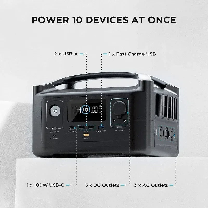 ##For 288Wh Portable Power Station,3 x 600W(Peak 1200W) AC Outlets & LED Flashlight, Fast Charging Silent Solar