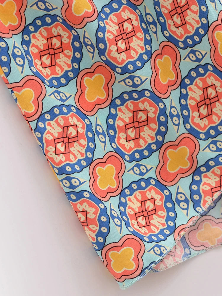 Vintage Women Geometric Print Backless Sexy Beach Bohemian Maxi Dress Lady High-Low Tassel Strapless Vacation Summer Boho Dress