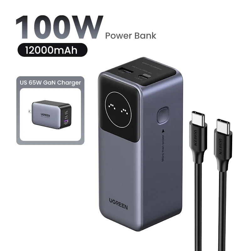 100W Fast Charging Power Bank | 12000mAh Laptop Battery Charger 100W Add US Charger Tidesmit