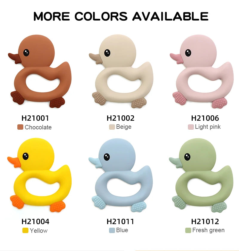 2025 Baby Duck Shape Teether Cartoon Swimming Duck Silicone Teether Baby Toy Teething Accessories
