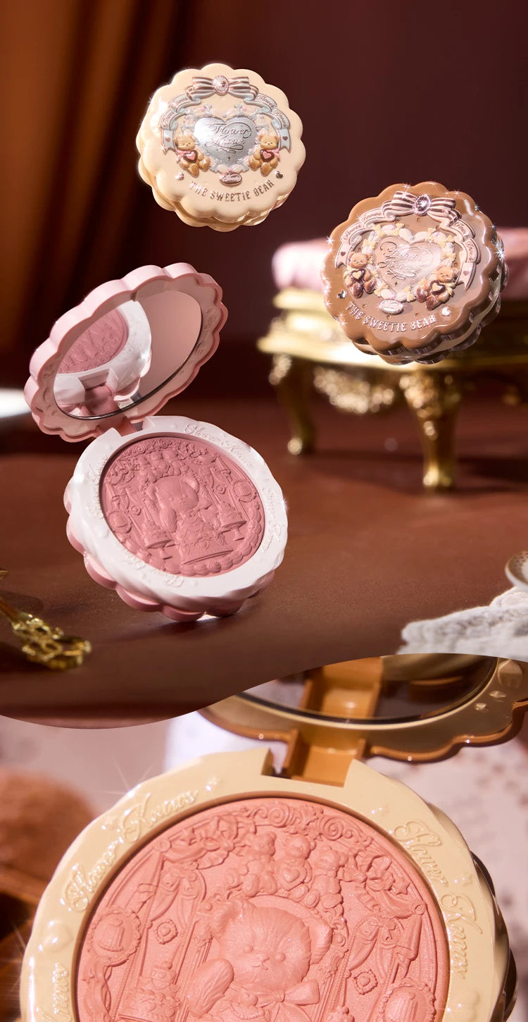 Tidesmit Sweetie Bear silk satin blush powder matte finish vegan face makeup detail view