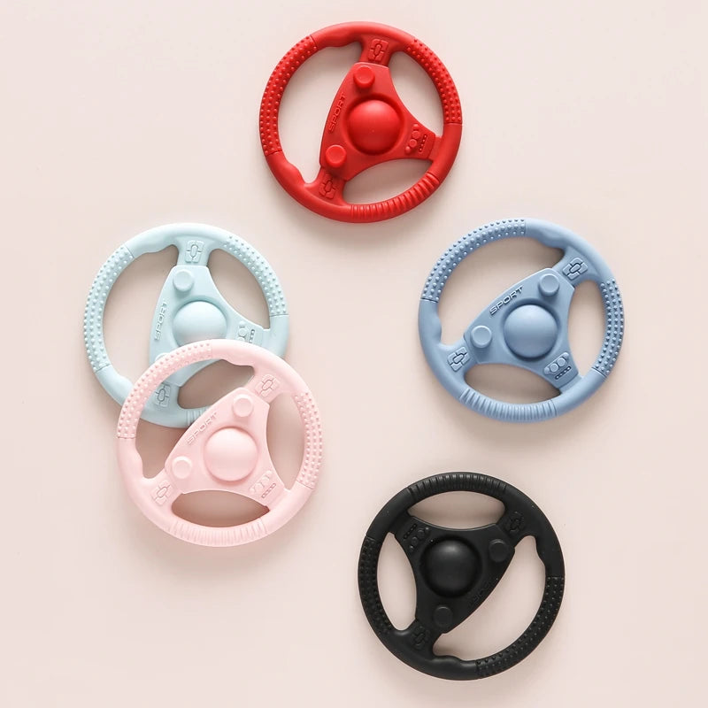 1PC Baby Food Grade Silicone Car Steering Wheel Nursing Teething Toys BPA Free Silicone Teether Toys For Newborn Teething Toys