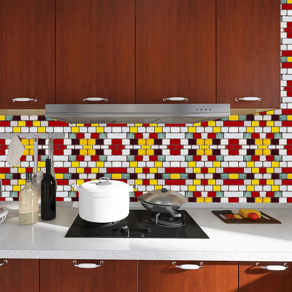 10pcs/set Flat Marble Mosaic Tiles Sticker Transfers Covers For Kitchen Bathroom Tables Peel & Stick Waterproof Art Wall Decals