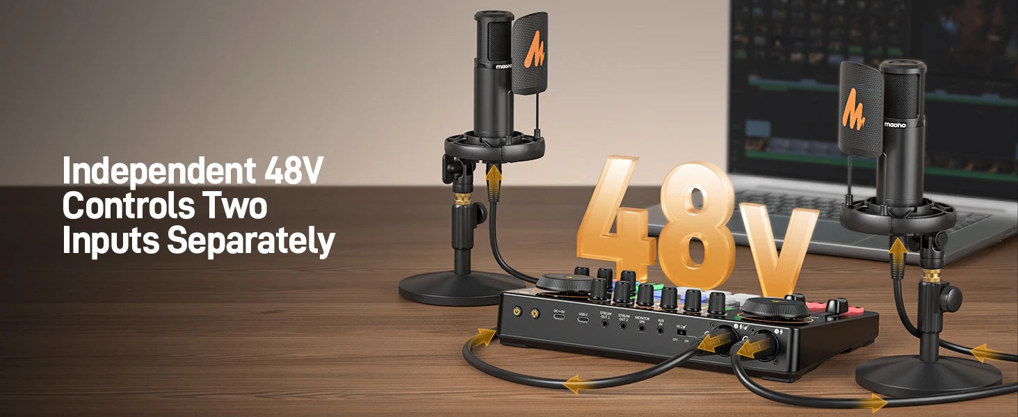 Podcast Audio Interface Mixer Tidesmit AME2 | Dual XLR Studio Console Tidesmit