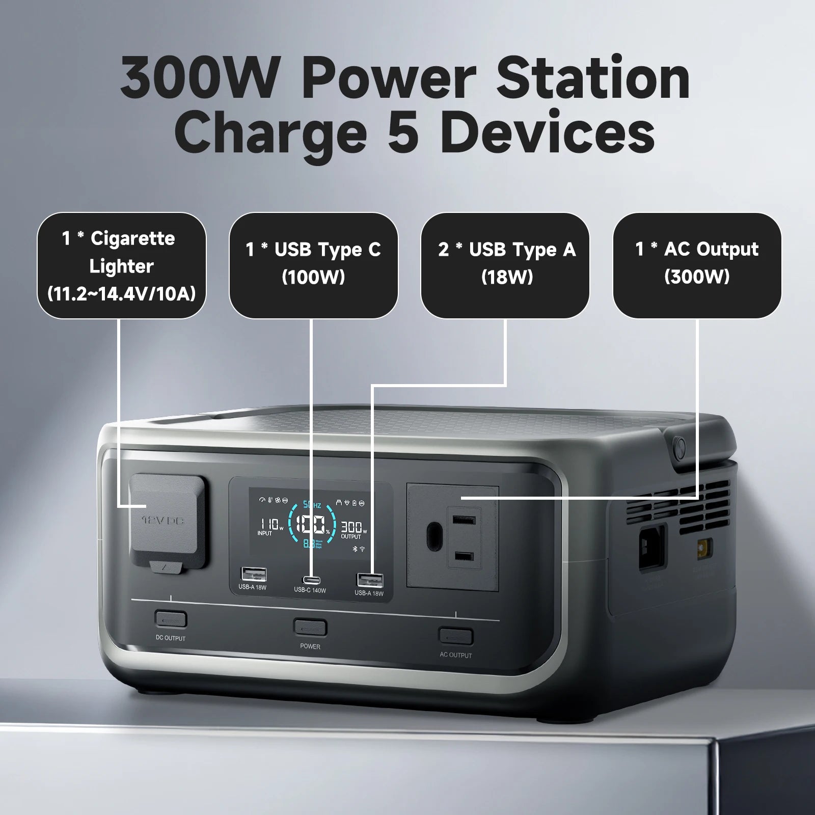 Portable Power Station 256Wh LiFePO4 with 100W Solar Panel Bundle Tidesmit