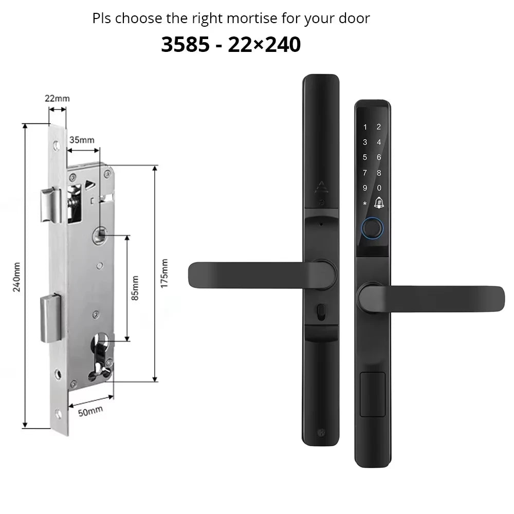IP65 Waterproof  Outdoor Smart Lock with Keyless Entry Door Lock Handle Ultra-thin Biometric Door Lock Free App Remote  Control