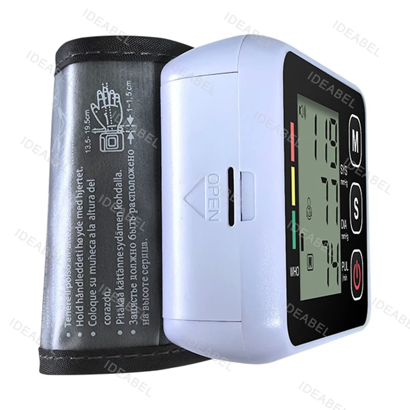 Wrist Blood Pressure Monitor Tonometer Automatic Digita Sphygmomanom BP LCD Screen Portable Health Care Heart Rate Pulse Meter