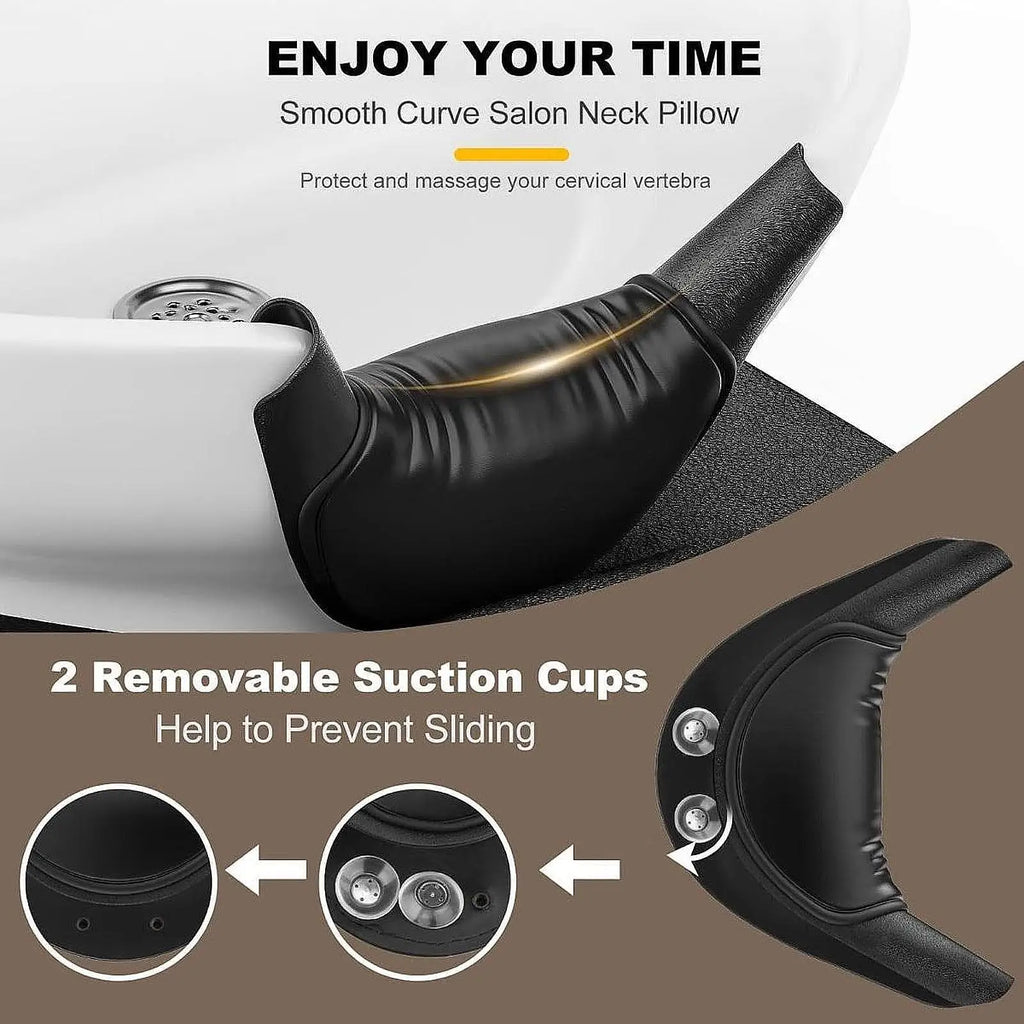 Shampoo Bowl Neck Rest Cushion - Soft Silicone Hair Wash Mat (Black) Massage Chairs Tidesmit