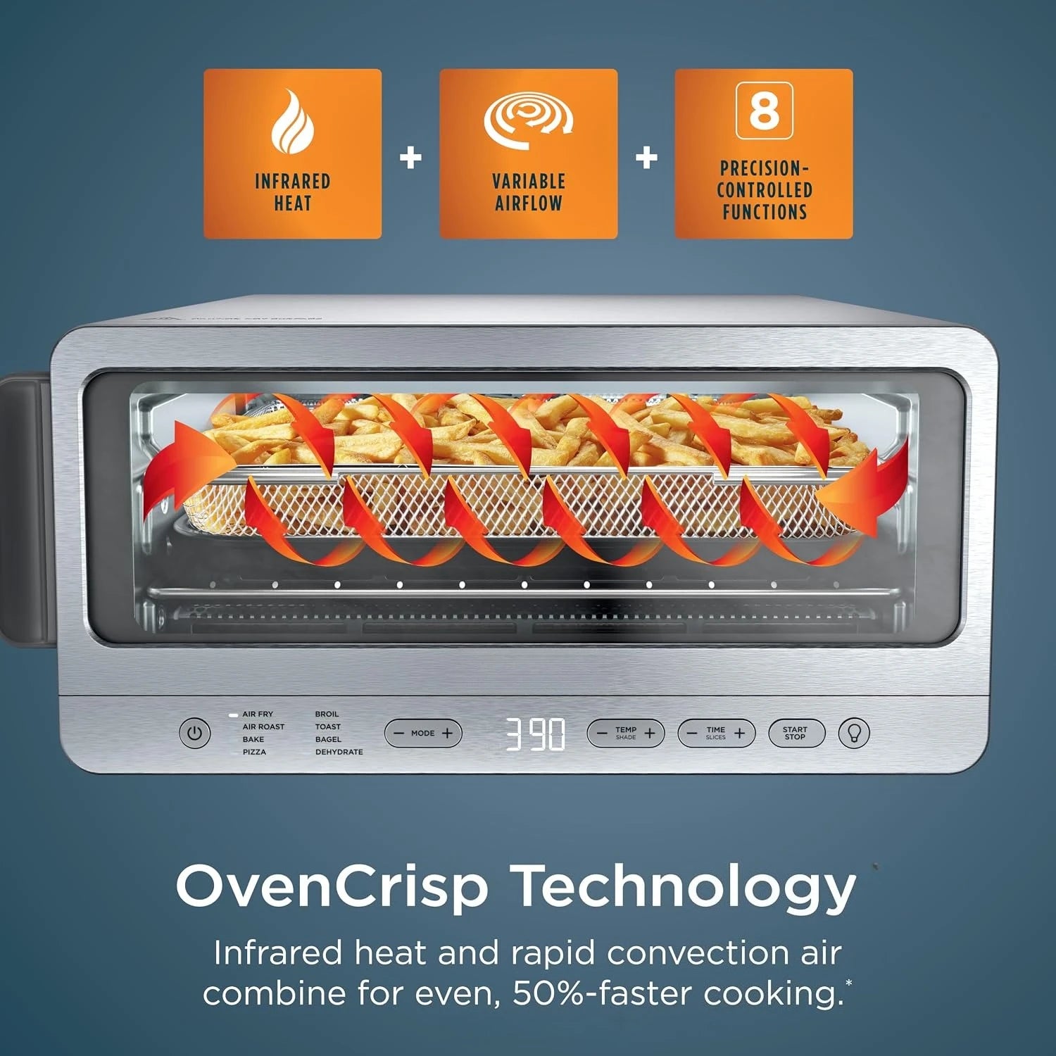 Flip Toaster Oven & Air Fryer, 8-in-1, Stainless Steel